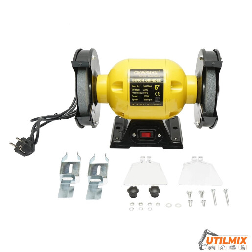 Polizor de banc 250W, 220V disc abraziv 150x16x12.7mm, viteza rotatie 2950rpm Crownman