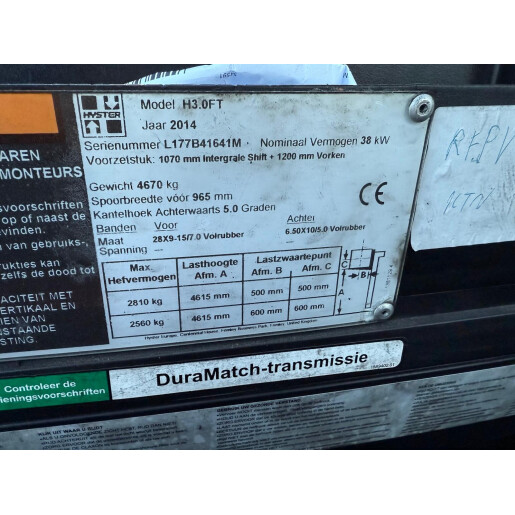 Stivuitor Hyster Model H 3.0 FT - GPL - 3T - 2014 