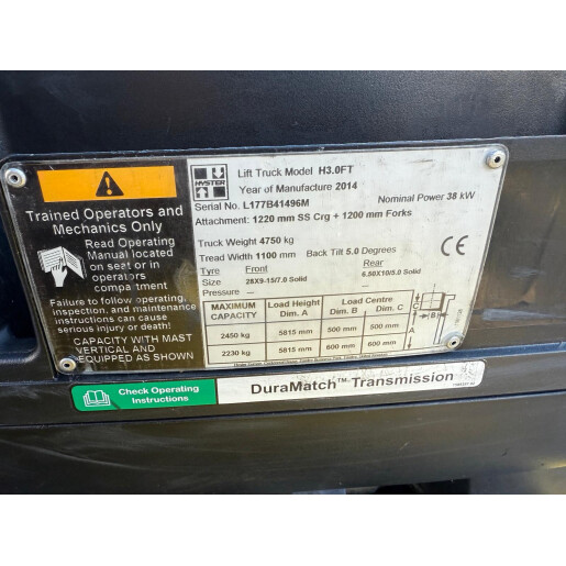 Stivuitor Hyster Model H3.0FT - GPL - 3T - 2014 