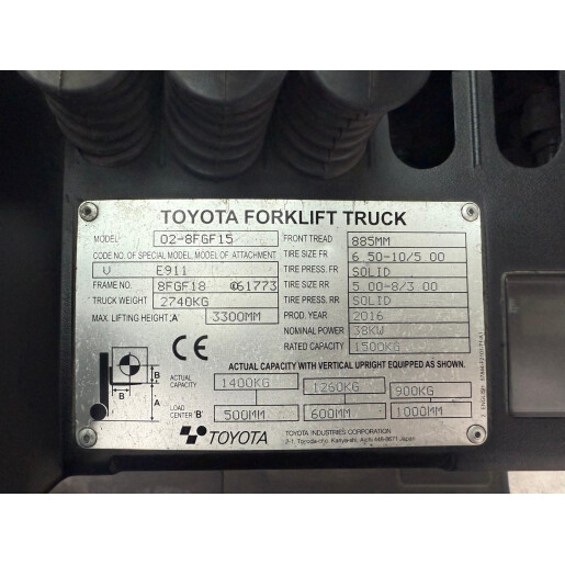 Stivuitor Toyota 02-8FGF15 - GPL - 1.5T - 2016 
