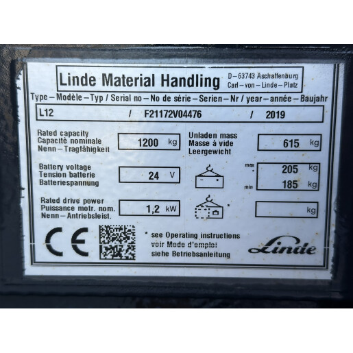 Liza electrica cu catarg LINDE L12 - 2019
