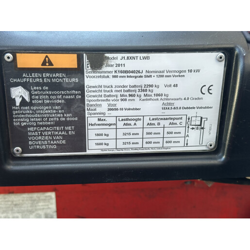 Stivuitor Electric HYSTER J1.8XNT - 1.8T - 2011