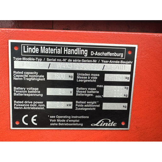 Liza electrica cu catarg LINDE L16 AP - 2011