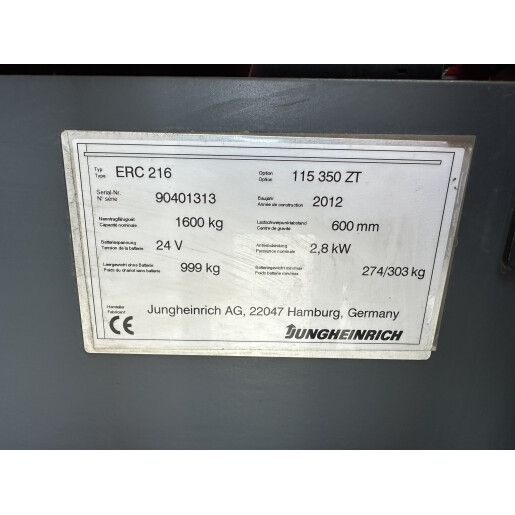 Liza electrica cu catarg JUNGHEINRICH ERC 216 - 1.6T - 2012 