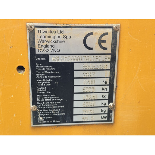 Dumper Thwaites MACH2060 - 6T - 4x4 - 2017 
