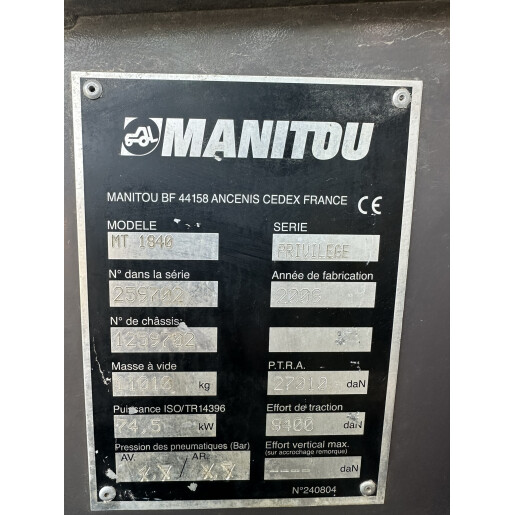 Incarcator frontal Manitou MT 1840 Privilege - an 2009 