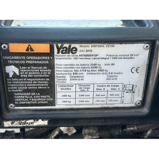 Stivuitor Electric YALE ERP25VL - 2.5T - 2016