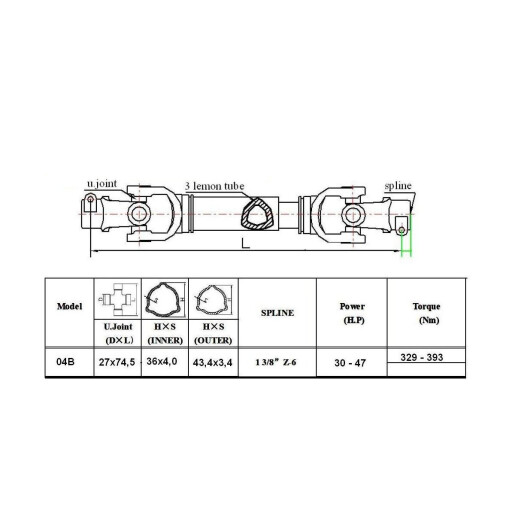 Cardan PTO 04B – 80 cm