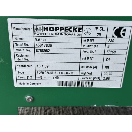 Statie incarcare Hoppecke trak air  24V/60A