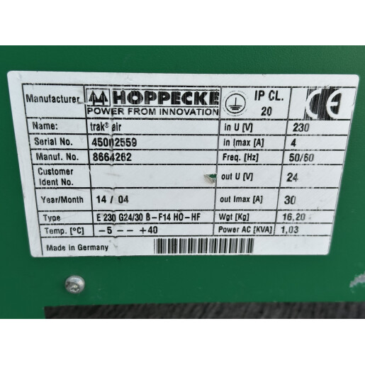 Statie incarcare Hoppecke trak air  24V/30A