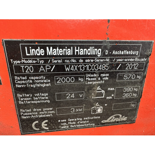 Transpaleta electrica Linde T20 AP - 2T - 2012